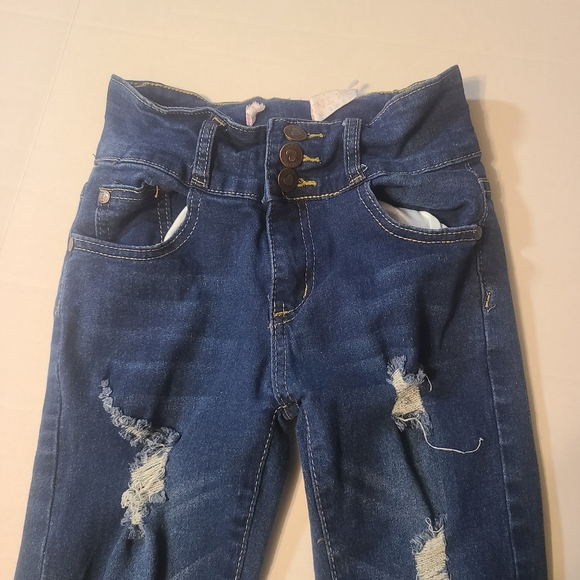 Pink Ivy Distressed Blue Girls Jeans EUC Size 10 Stretch - Picture 11 of 11